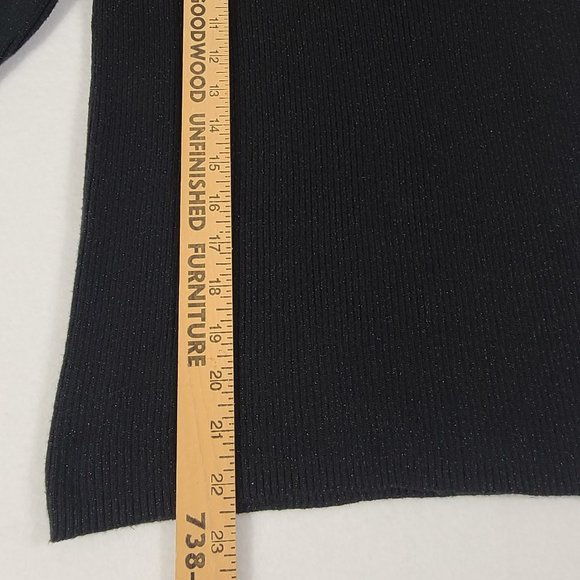LIZ CLAIBORNE Turtleneck Black Sparkle Stretch Womens Medium Metallic Thread - Picture 7 of 9